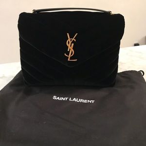 [SOLD] YSL BlK Velvet Monogram Loulou Shoulder Bag